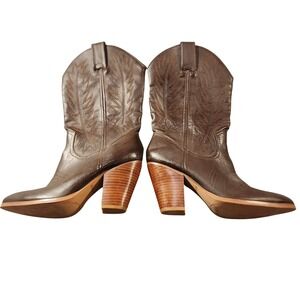 Miranda Boots Womens Size 7 Brown Western Mid Calf Block Heel‎ Cowgirl Style